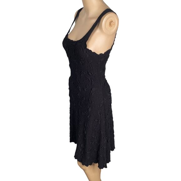 Haystacks USA Black Surreal Textured Crinkle Laganlook Flared Slip Dress SZ M - Picture 4 of 7